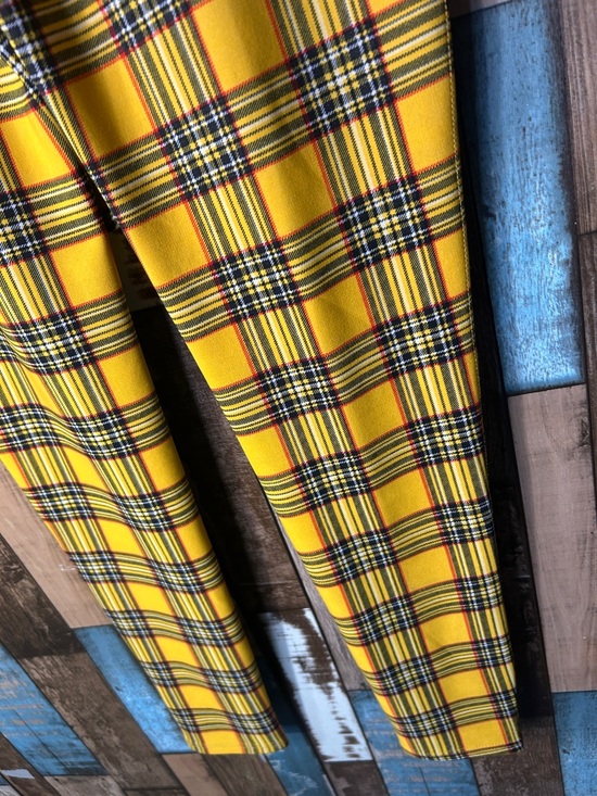 Tie-Waist Plaid Skinny Pants in Yellow - Picture 13 of 13